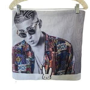Bad Bunny Urban Music Pillow Cover Bunny Logo Colorful Graphic Cushion 16x15